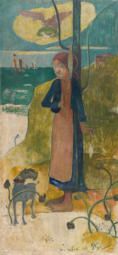 Young Breton Woman at the Spinning Wheel, or Joan of Arc by Paul Gauguin
